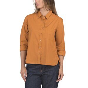 LILLA P Marmalade Poplin Button Down Top